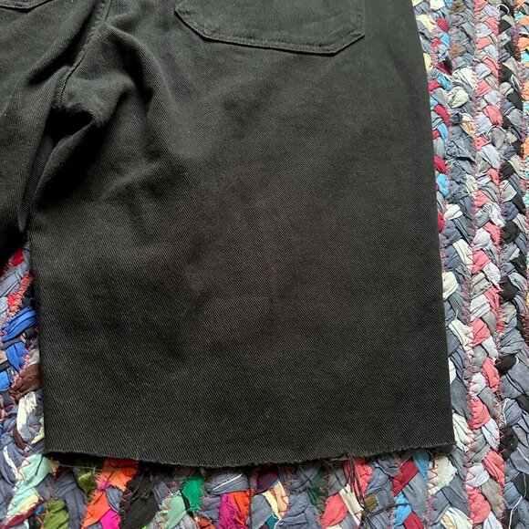 Albam Black Denim Garment Dyed Carpenter Shorts Raw Hem Men's Size 32 Summer - Picture 12 of 15